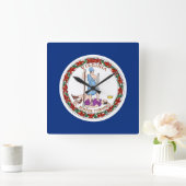 Wall Clock mit der Flagge von Virginia, USA Quadratische Wanduhr (Zuhause)