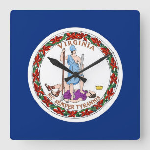 Wall Clock mit der Flagge von Virginia, USA Quadratische Wanduhr