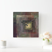 Wall Clock mit Earth Tone Komtemporäres Design Quadratische Wanduhr (Zuhause)