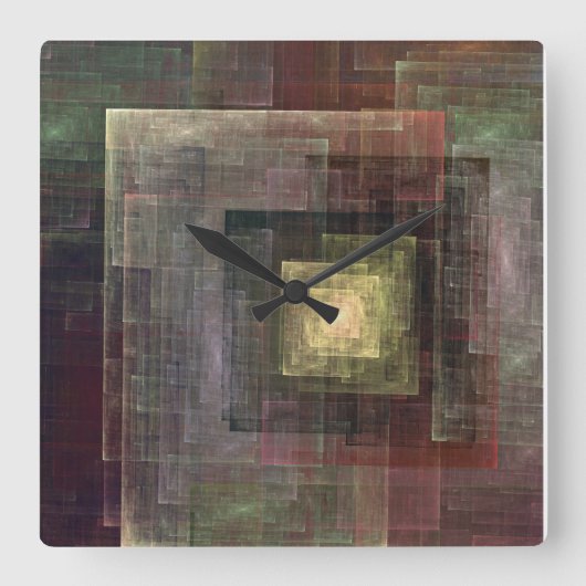 Wall Clock mit Earth Tone Komtemporäres Design Quadratische Wanduhr (Vorderseite)