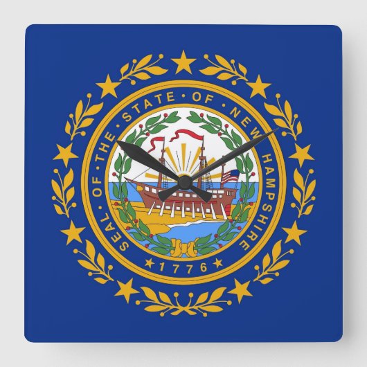 Wall Clock mit Flag New Hampshire, USA Quadratische Wanduhr (Vorderseite)