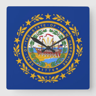 Wall Clock mit Flag New Hampshire, USA Quadratische Wanduhr