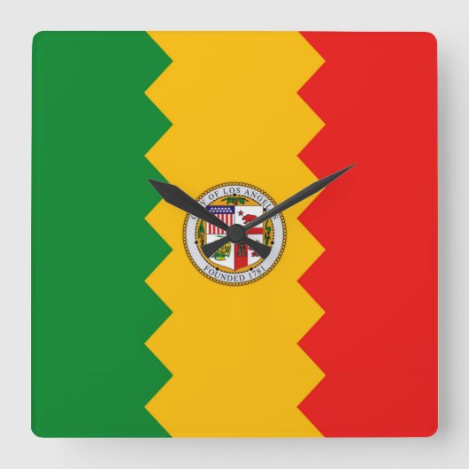 Wall Clock mit Flag von Los Angeles, Kalifornien Quadratische Wanduhr (Vorderseite)