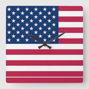 Wall Clock mit Flagge der USA Quadratische Wanduhr