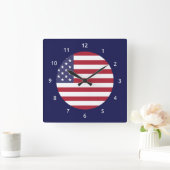 Wall Clock mit Flagge der USA Quadratische Wanduhr (Zuhause)