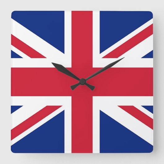 Wall Clock mit Flagge des Vereinigten Königreichs Quadratische Wanduhr (Vorderseite)
