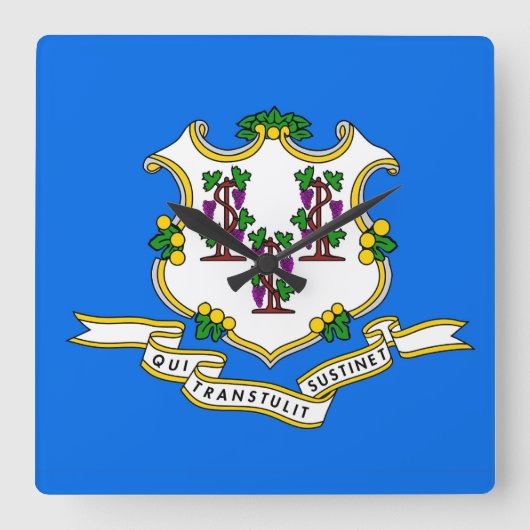 Wall Clock mit Flagge von Connecticut, USA Quadratische Wanduhr (Vorderseite)