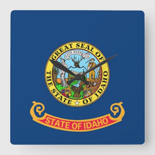 Wall Clock mit Flagge von Idaho, USA Quadratische Wanduhr (Vorderseite)