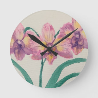 Wall Clock mit hübschen Orchideen aus meiner Maler Runde Wanduhr