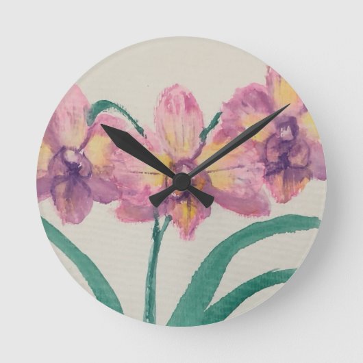 Wall Clock mit hübschen Orchideen aus meiner Maler Runde Wanduhr (Vorderseite)