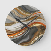 Wall Clock mit lebhaften Orange- und Grautönen Runde Wanduhr (Vorderseite)