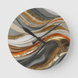 Wall Clock mit lebhaften Orange- und Grautönen Runde Wanduhr