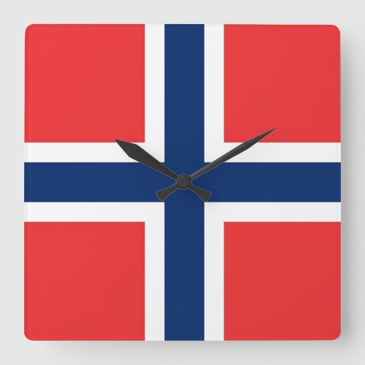 Wall Clock mit norwegischer Flagge Quadratische Wanduhr (Vorderseite)