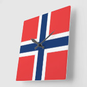 Wall Clock mit norwegischer Flagge Quadratische Wanduhr (Winkel)