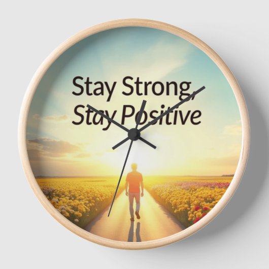 Wall Clock mit positivem Design "Bleibe stark" Uhr (Vorderseite)