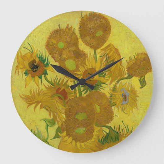Wall Clock mit Van Gogh's Sonnenblumen Große Wanduhr (Vorderseite)