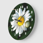Wall Clock mit weißem Daisy-Foto Große Wanduhr (Winkel)