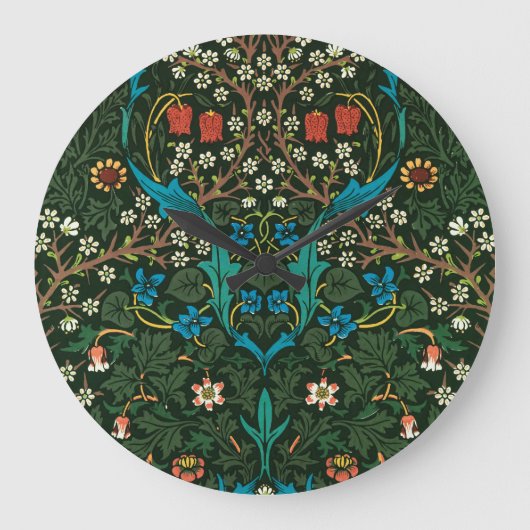 WALL CLOCK MIT WILLIAM MORRIS "TULIPS" DESIGN GROßE WANDUHR (Vorderseite)