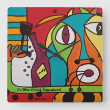 Wall Clock mit Wine O-Clock Kunst