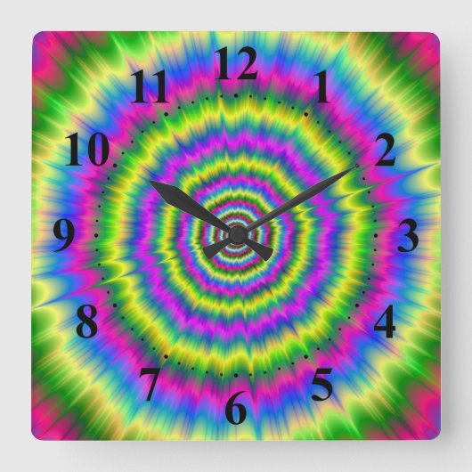 Wall Clock Neon Explosion Quadratische Wanduhr (Vorderseite)