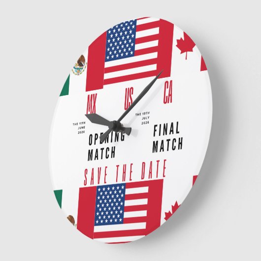 Wall Clock Opening & Final Match 2026 MX-US-CA Große Wanduhr (Winkel)