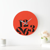 Wall Clock - Orange Background Fallen Zahlen Große Wanduhr (Zuhause)