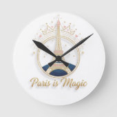 Wall Clock - Paris Elegant Eiffel Tower Runde Wanduhr (Vorderseite)