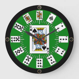 Wall Clock Poker Bridge Playing Cards Spades Große Wanduhr