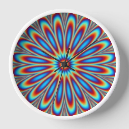 Wall Clock - Psychedelic Art Blume Uhr (Vorderseite)