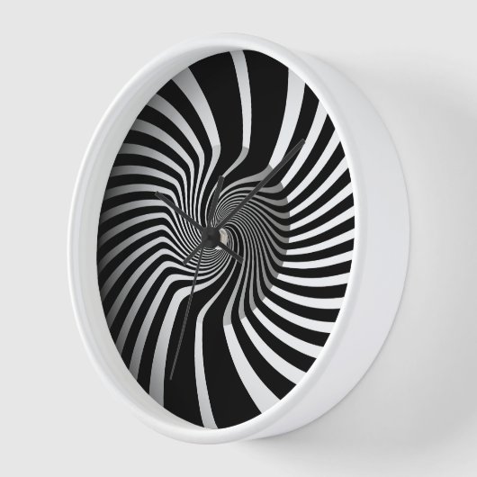 Wall Clock - Psychedelic Art Swirl B/W Uhr (Winkel)