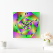 Wall Clock Psychedelic Spiral Quadratische Wanduhr (Zuhause)