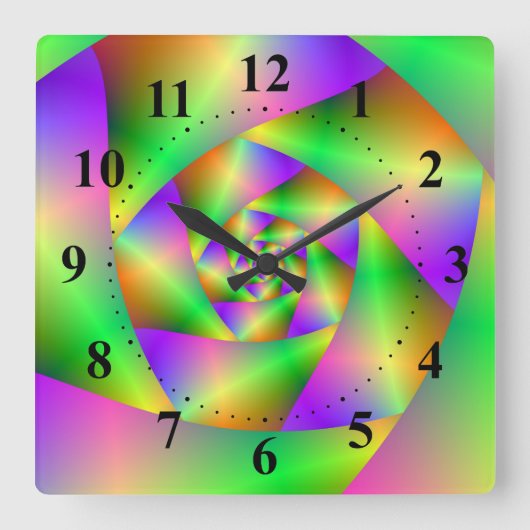 Wall Clock Psychedelic Spiral Quadratische Wanduhr (Vorderseite)
