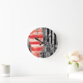 Wall Clock – Red Pulse Abstract Design Runde Wanduhr (Zuhause)