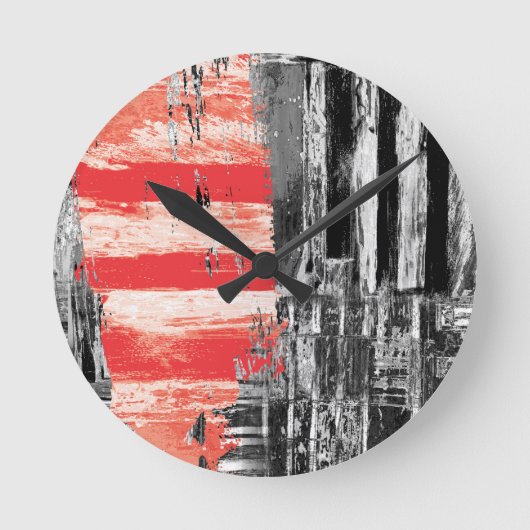 Wall Clock – Red Pulse Abstract Design Runde Wanduhr (Vorderseite)