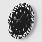 Wall Clock Schwarz-weiß Zebra Strip 2 Runde Große Wanduhr (Winkel)