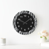 Wall Clock Schwarz-weiß Zebra Strip 2 Runde Große Wanduhr (Zuhause)