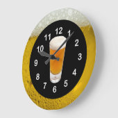 Wall Clock Schwarzes Gold Die Zeit ist Bier O'Cloc Große Wanduhr (Winkel)