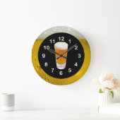 Wall Clock Schwarzes Gold Die Zeit ist Bier O'Cloc Große Wanduhr (Zuhause)