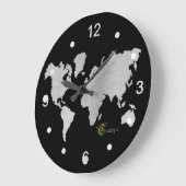 Wall Clock silver world map Große Wanduhr (Winkel)