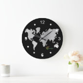 Wall Clock silver world map Große Wanduhr (Zuhause)