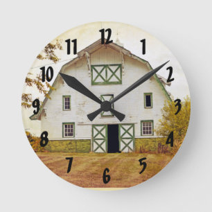 Wall Clock Sonnenuntergang Land Rustikales Feld Ha Runde Wanduhr