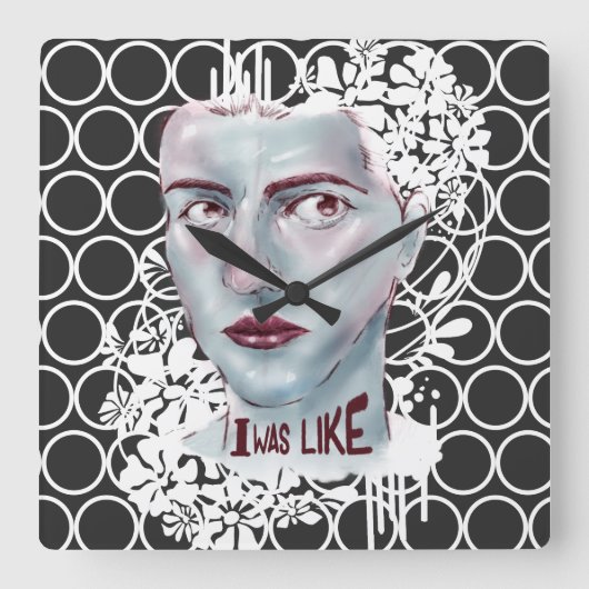 Wall Clock Square I war wie umkreist Quadratische Wanduhr (Vorderseite)