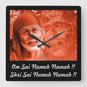 Wall clock - Square - Sai baba Quadratische Wanduhr