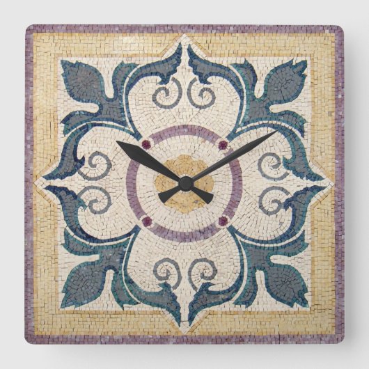 Wall Clock - Square Tile Design Quadratische Wanduhr (Vorderseite)