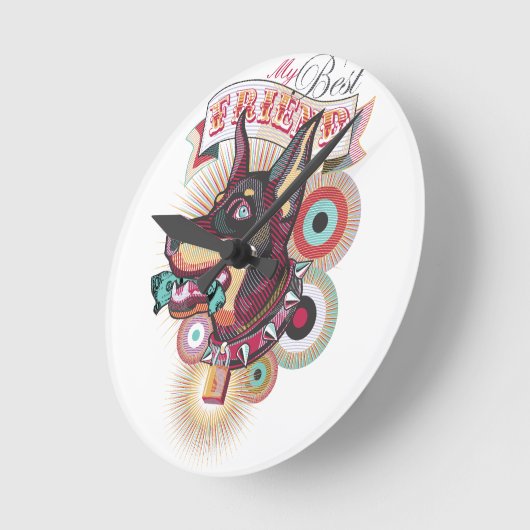 Wall Clock – Urban Loyalty Doberman Pop-Art Design Runde Wanduhr (Winkel)