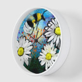 Wall Clock - Whimsical Bumble Bee & Daisis Uhr (Winkel)