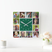 Wall Clock with 12 personal photos Quadratische Wanduhr (Zuhause)