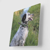 Wall Clock with Dogs of the Feather Llewellin Quadratische Wanduhr (Winkel)