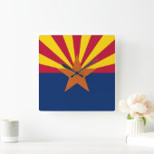 Wall Clock with Flag of Arizona State, USA Quadratische Wanduhr (Zuhause)