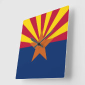 Wall Clock with Flag of Arizona State, USA Quadratische Wanduhr (Winkel)
